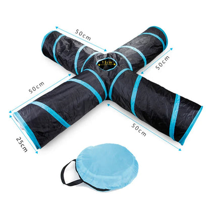 Foldable Interactive Cat Tunnel Tube With Multiple Holes For Cats And Rabbits Pet Toy