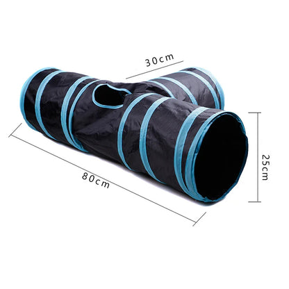 Foldable Interactive Cat Tunnel Tube With Multiple Holes For Cats And Rabbits Pet Toy