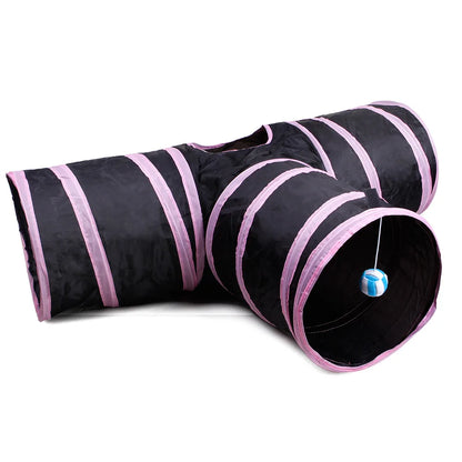 Foldable Interactive Cat Tunnel Tube With Multiple Holes For Cats And Rabbits Pet Toy