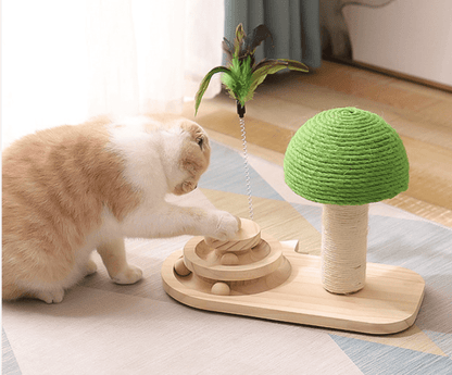 Interactive Wooden Cat Toy With Scratching Post And Sisal Balls For Cats Cat Tree Furniture Durable