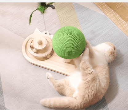 Interactive Wooden Cat Toy With Scratching Post And Sisal Balls For Cats Cat Tree Furniture Durable