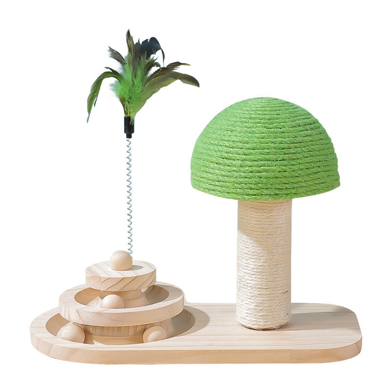 Interactive Wooden Cat Toy With Scratching Post And Sisal Balls For Cats Cat Tree Furniture Durable