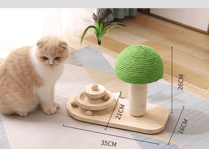 Interactive Wooden Cat Toy With Scratching Post And Sisal Balls For Cats Cat Tree Furniture Durable