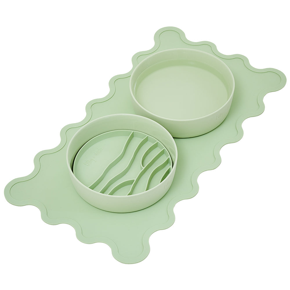 Wave Silicone Placemats 50cm By 27cm Food Grade BPA Free Wipe Clean Set Compatible With Pet Bowls