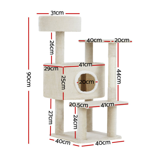 i.Pet Cat Tree 90cm Scratching Post Tower Scratcher Wood Condo House Bed Trees-1