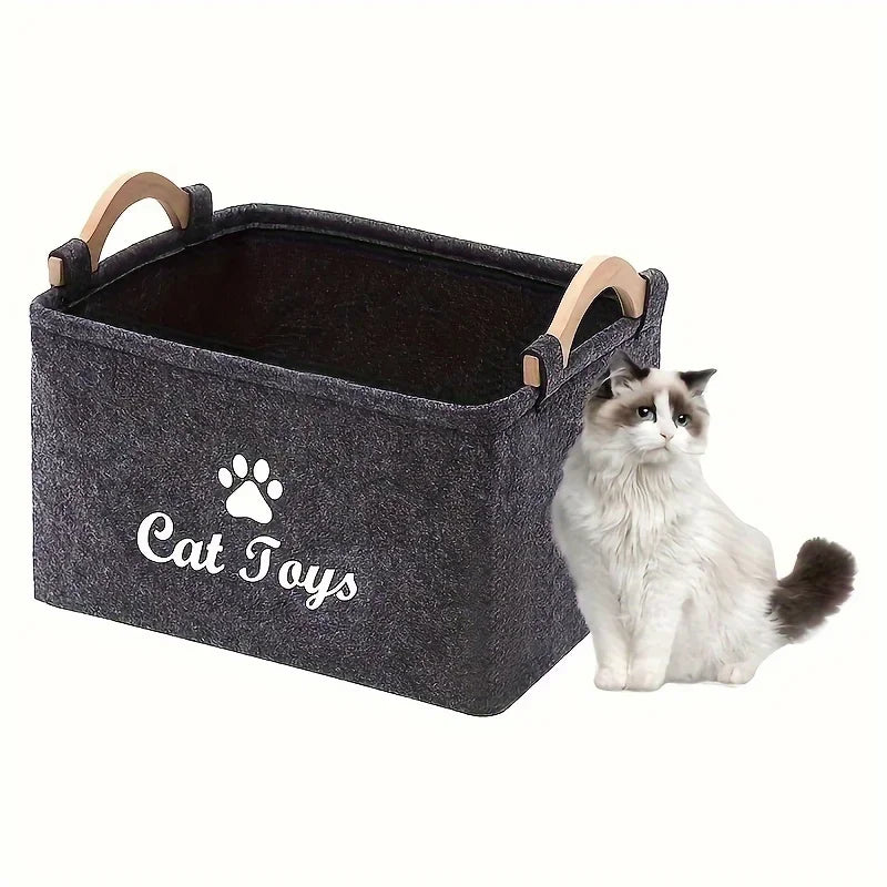 Purrfectly Organized Cat Toys Storage Basket For Stylish Play Area