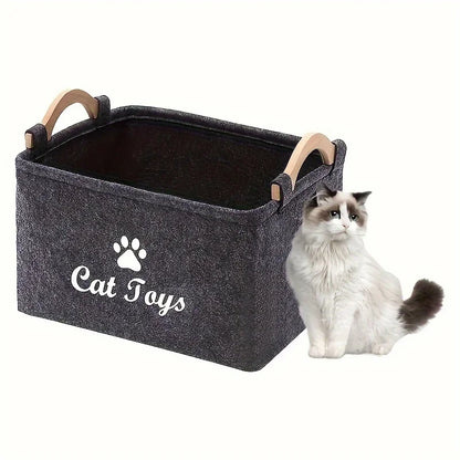 Purrfectly Organized Cat Toys Storage Basket For Stylish Play Area