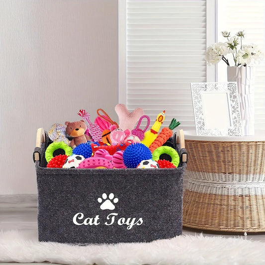 Purrfectly Organized Cat Toys Storage Basket For Stylish Play Area