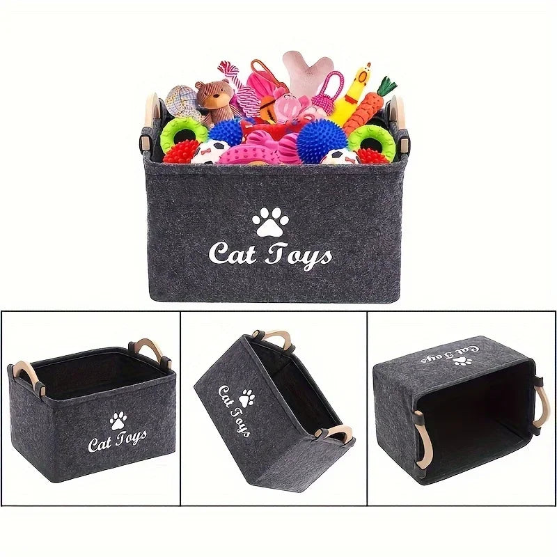 Purrfectly Organized Cat Toys Storage Basket For Stylish Play Area