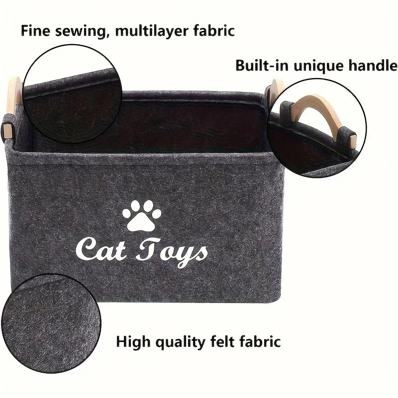 Purrfectly Organized Cat Toys Storage Basket For Stylish Play Area