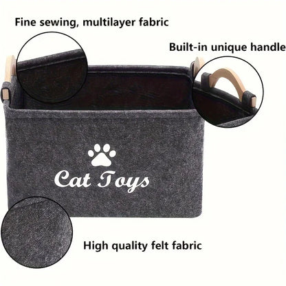 Purrfectly Organized Cat Toys Storage Basket For Stylish Play Area
