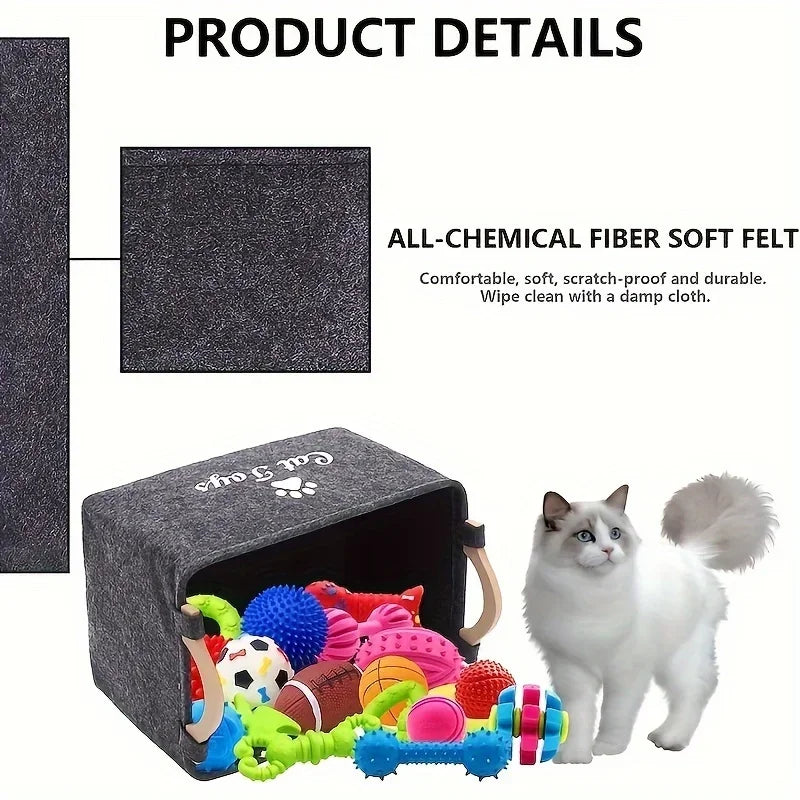Purrfectly Organized Cat Toys Storage Basket For Stylish Play Area