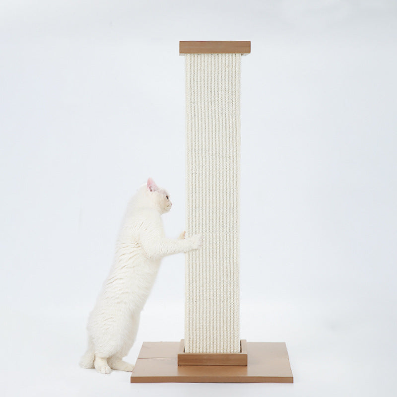 Roman Column Cat Scratching Board With Sisal And MDF Material Natural Wood Color Multiple Sizes