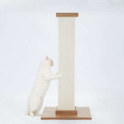 Roman Column Cat Scratching Board With Sisal And MDF Material Natural Wood Color Multiple Sizes