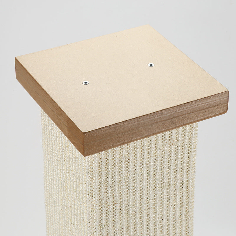 Roman Column Cat Scratching Board With Sisal And MDF Material Natural Wood Color Multiple Sizes