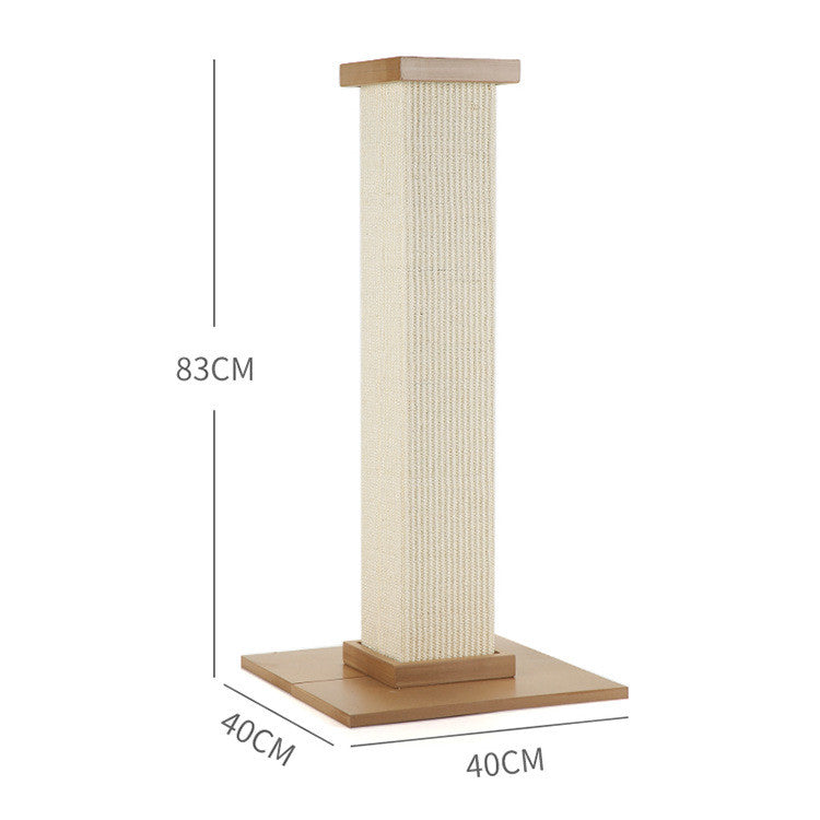 Roman Column Cat Scratching Board With Sisal And MDF Material Natural Wood Color Multiple Sizes