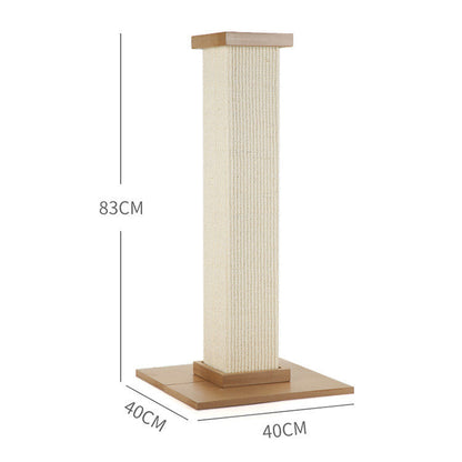 Roman Column Cat Scratching Board With Sisal And MDF Material Natural Wood Color Multiple Sizes