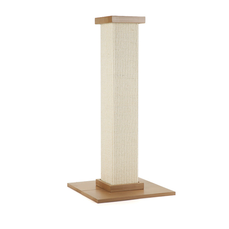 Roman Column Cat Scratching Board With Sisal And MDF Material Natural Wood Color Multiple Sizes