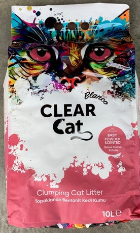 Blanco Clear Cat Litter Baby Powder Scent 10L Premium Natural Bentonite Odor Control