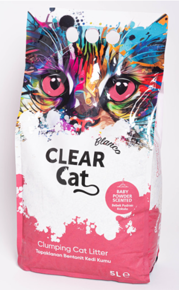 Blanco Clear Cat Litter Baby Powder Scent 5L Natural Bentonite Odour Control For Cats