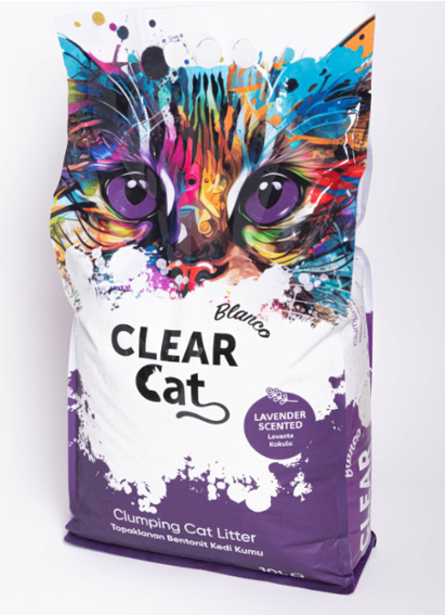 NNEDSZ ClearCat Blanco Lavender Scent Cat Litter 10L Natural Bentonite Granules For Freshness And Easy Box Maintenance