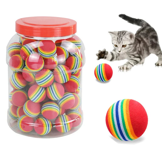 Rainbow EVA Cat and Small Dog Toy Ball Safe Durable