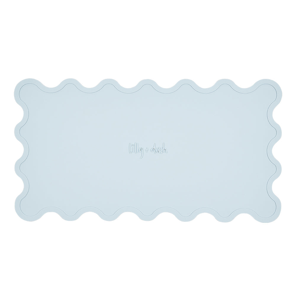 Wave Silicone Placemats 50cm By 27cm Food Grade BPA Free Wipe Clean Set Compatible With Pet Bowls