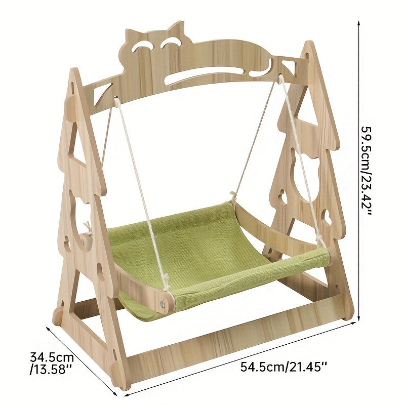 Cat Hammock Tree With Scratching Rope Lounger Bed Natural Sisal MDF Durable Indoor Cat Furniture