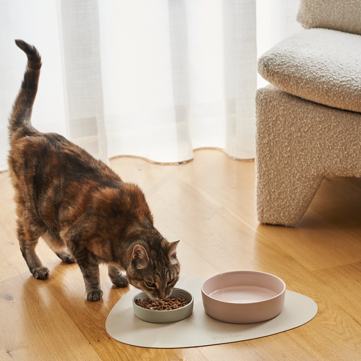 Minimalist Ceramic Cat Bowls 265 Milliliters Microwave Oven Dishwasher Safe 13 Cm Diameter Glossy Interior