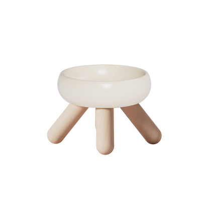 Gulu Elevated Ceramic Pet Food Bowl With Wooden Stand For Comfortable Mealtimes Everyday