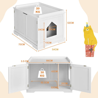 NNECW Cat Litter Box Enclosure With Magnetic Door And Adjustable Partition For Private Cat Space Durable MDF