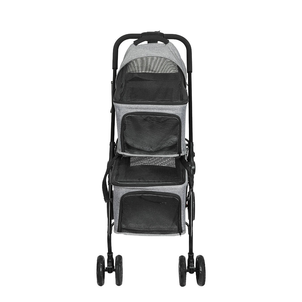 PaWz Two Tier Pet Stroller For Two Dogs Foldable Frame