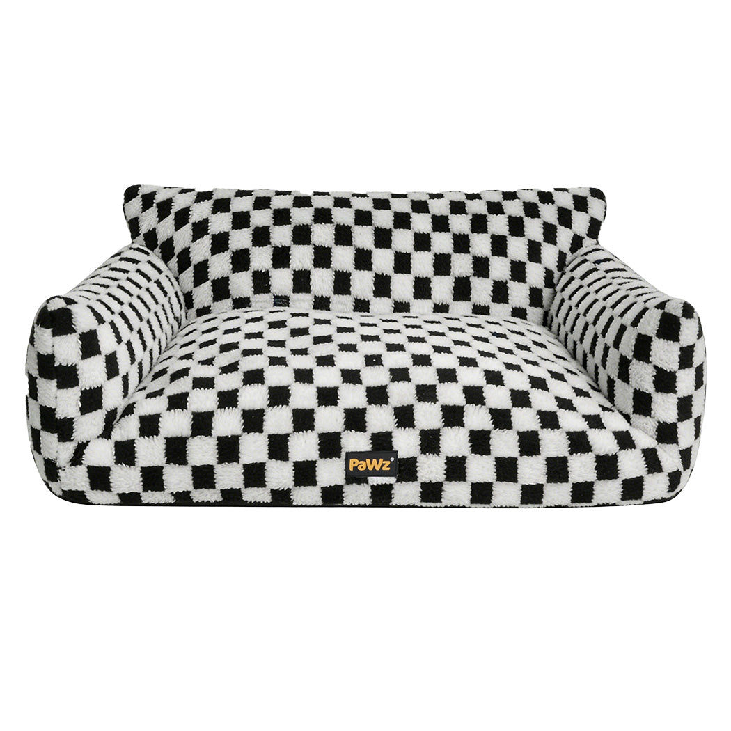 Pawz Plush Checkered Dog Bed And Cat Bed Machine Washable