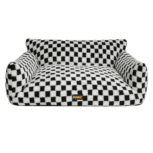 Pawz Plush Checkered Dog Bed And Cat Bed Machine Washable