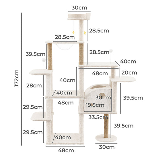 Pawz Cat Tree Tower Large Scratcher Condo House 172cm-1