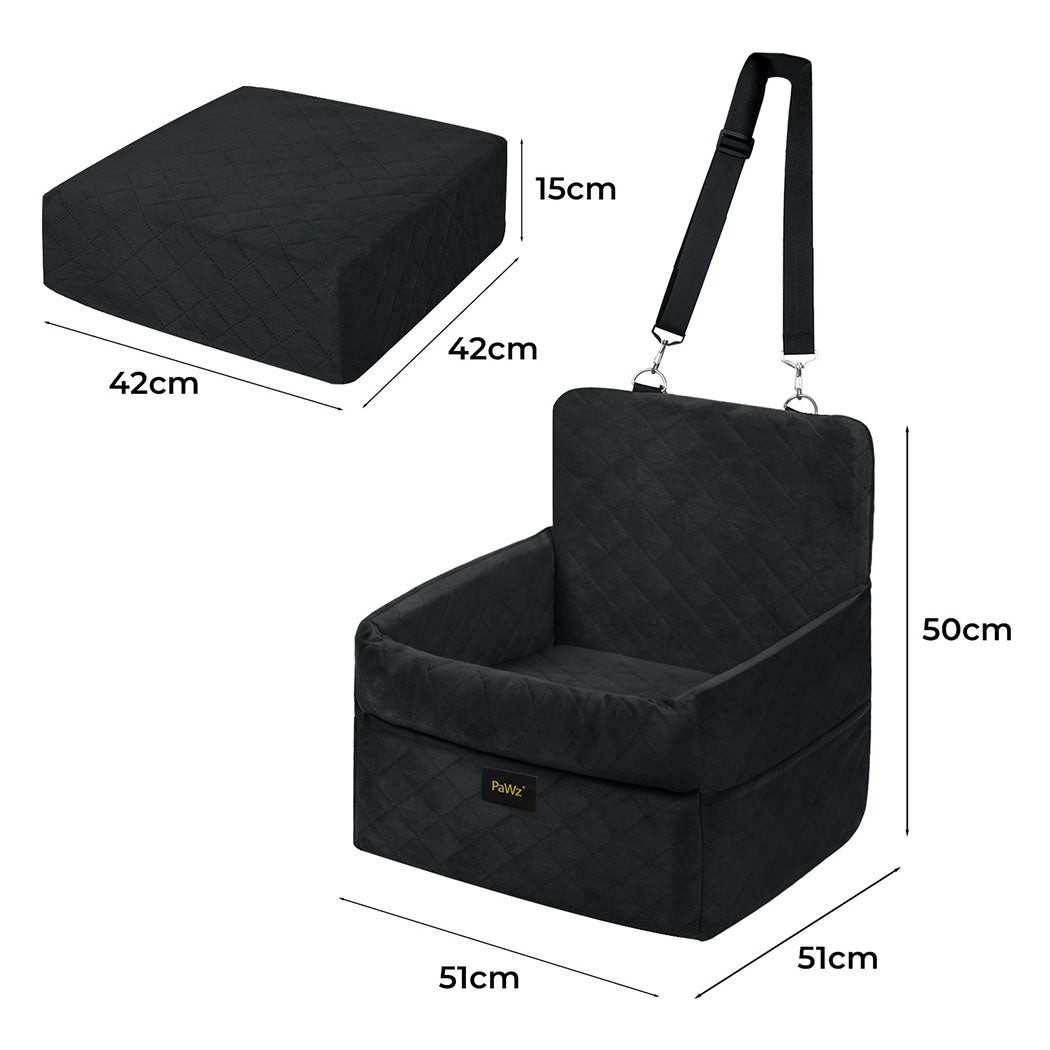 Pawz Pet Car Seat Booster Belt Portable Travel Bed For Small And Medium Dogs Crystal Velvet Comfort