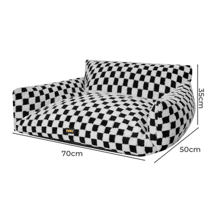 Pawz Plush Checkered Dog Bed And Cat Bed Machine Washable