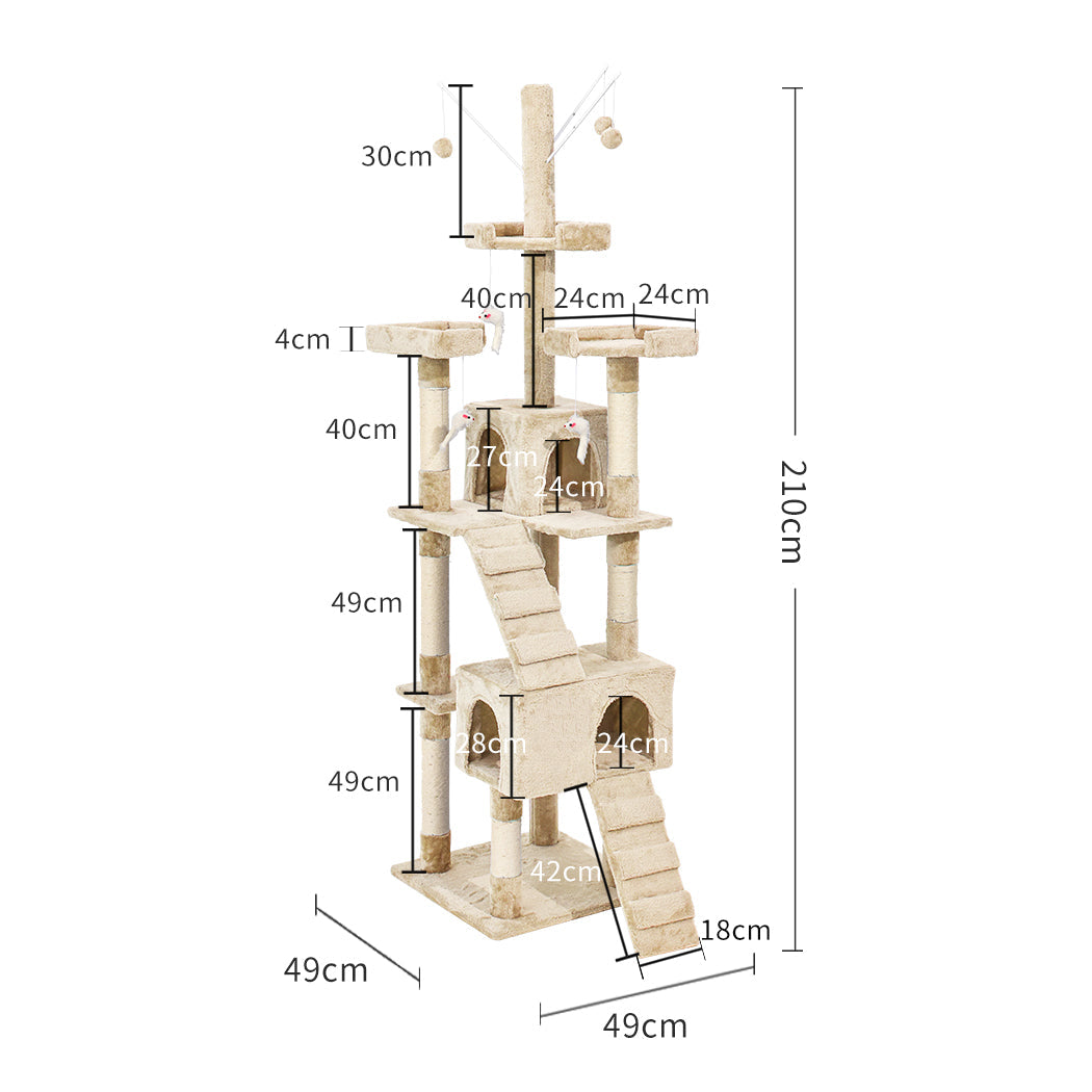 PaWz Cat Tree Scratching Post Scratcher Beige-1