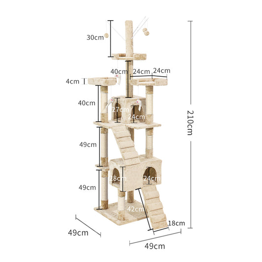 PaWz Cat Tree Scratching Post Scratcher Beige-1