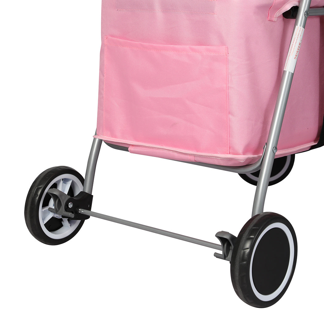 PaWz Foldable Pet Stroller Carrier Pink For Dogs And Cats