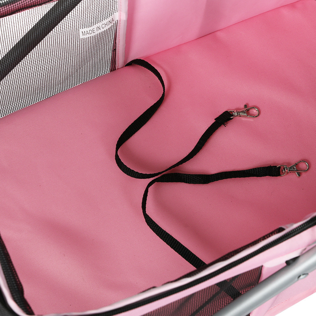 PaWz Foldable Pet Stroller Carrier Pink For Dogs And Cats