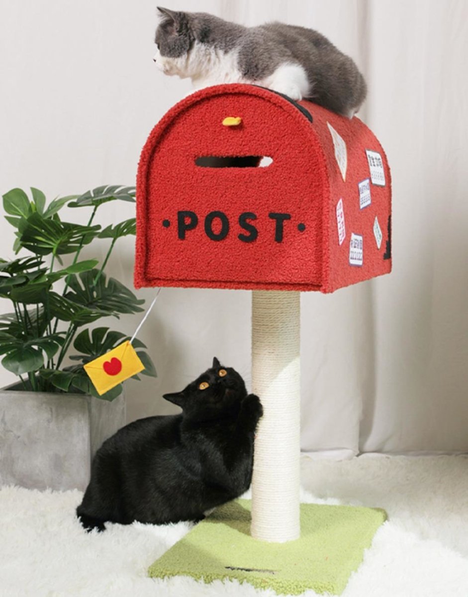 Mailbox Red Cat Tree Climbing Frame With Innovative Design For Indoor Cats And Resting Perches