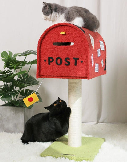 Mailbox Red Cat Tree Climbing Frame With Innovative Design For Indoor Cats And Resting Perches
