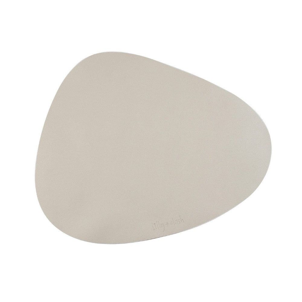 Asymmetric Vegan Leather Placemats 45cm By 37cm Set With Neutral Pet Bowls Wipe Clean
