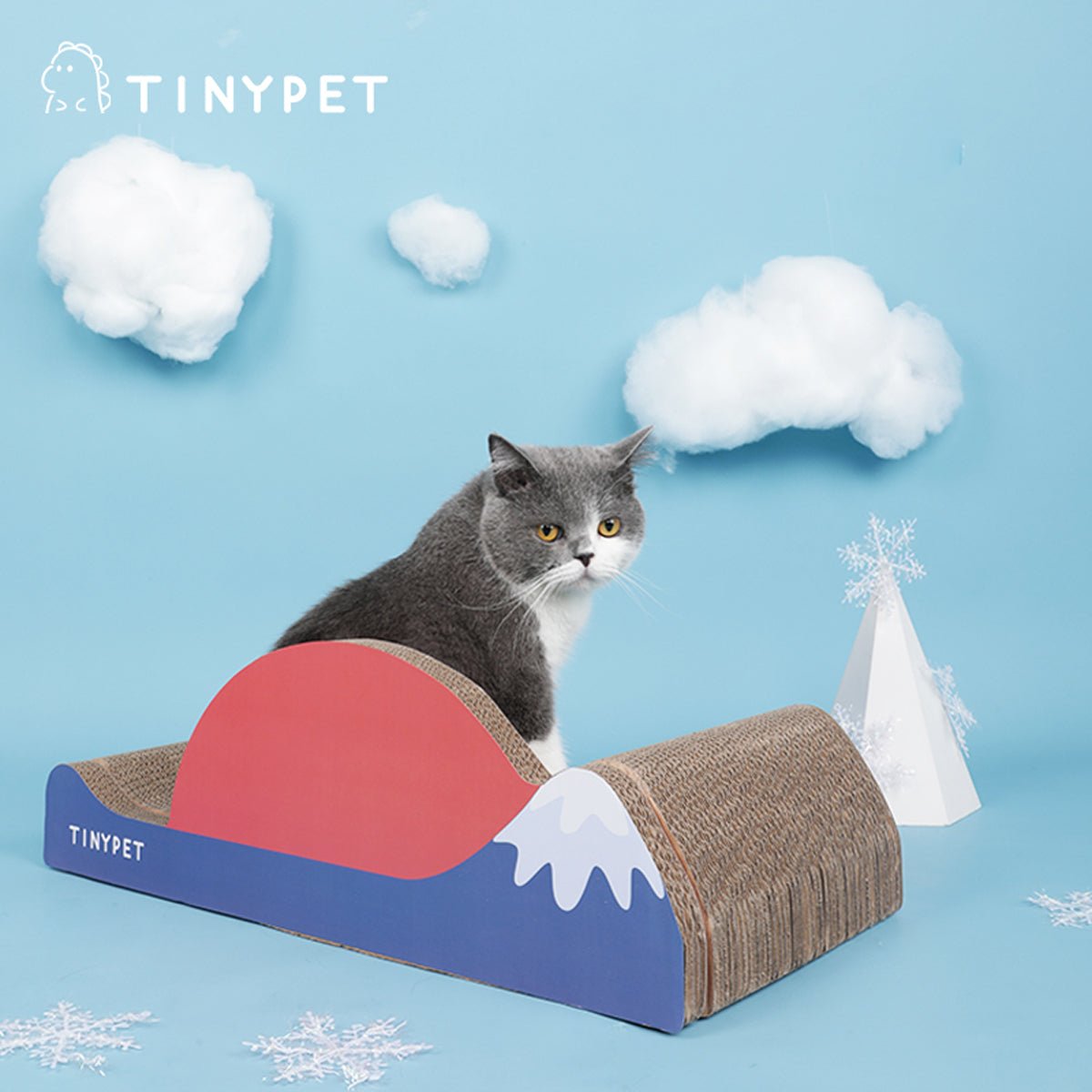 Under Mount Fuji Blue Cat Scratching Board Sofa Wave Design For Sleep Scratch And Play