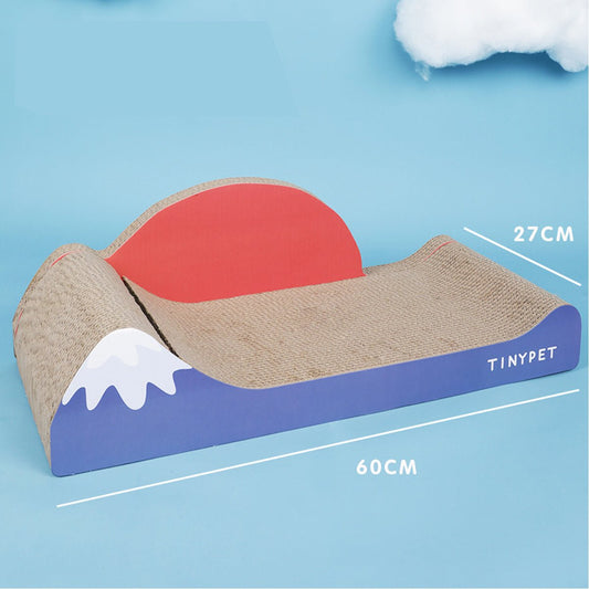 Under Mount Fuji Blue Cat Scratching Board Sofa Wave Design For Sleep Scratch And Play