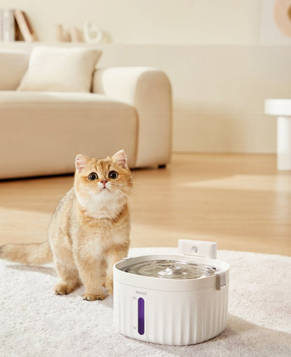 Wireless Smart Sensor Pet Water Fountain With Ceramic Plate Rechargeable Battery Motion Activated Flow Filtration