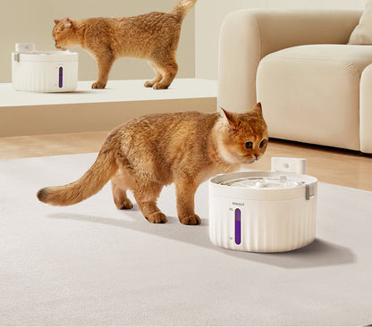 Wireless Smart Sensor Pet Water Fountain With Ceramic Plate Rechargeable Battery Motion Activated Flow Filtration